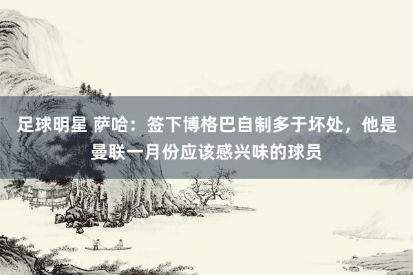 足球明星 萨哈：签下博格巴自制多于坏处，他是曼联一月份应该感兴味的球员