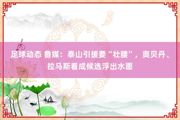 足球动态 鲁媒：泰山引援要“壮腰”，奥贝丹、拉马斯看成候选浮出水面